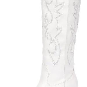 Pasuot Western Cowboy Boots for Women - Knee High Wide Calf Cowgirl Boots with Classic Embroidered, Slip On Pointed Toe Chunky Heel Fashion Retro Classic Pull On Tall Boot for Girls Ladies Fall Winter